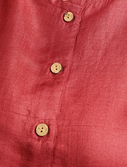 Red Block Printed Tussar Blouse