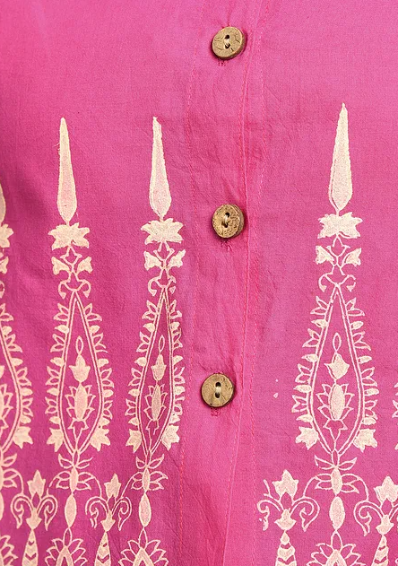 Pink Block Printed Cotton Blouse