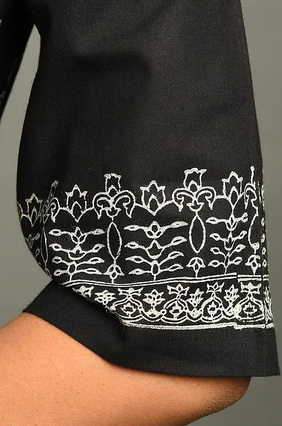 Black Block Printed Cotton Blouse