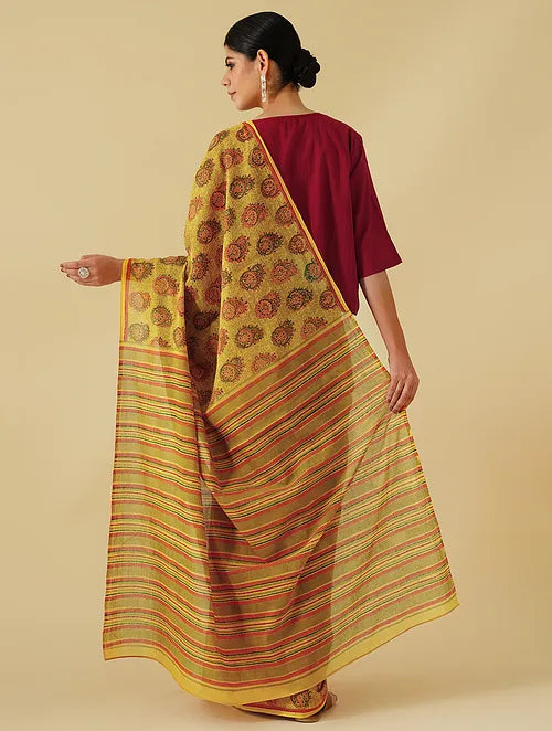 Paisely Mustard Cotton Sareee