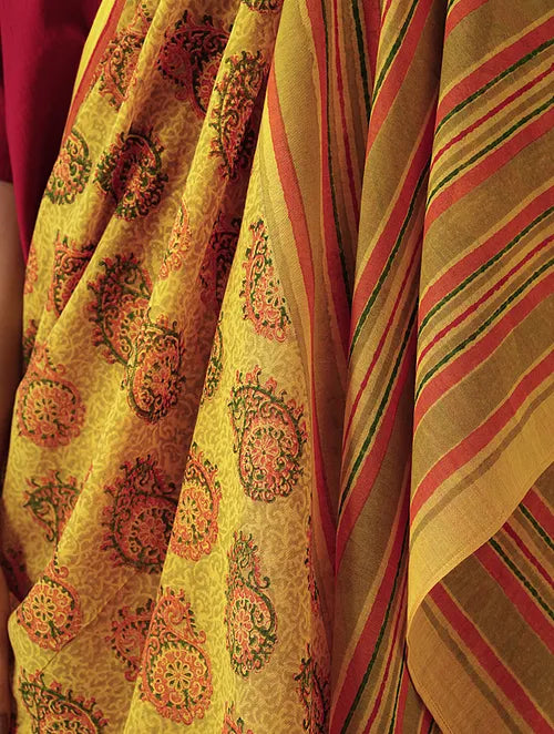 Paisely Mustard Cotton Sareee