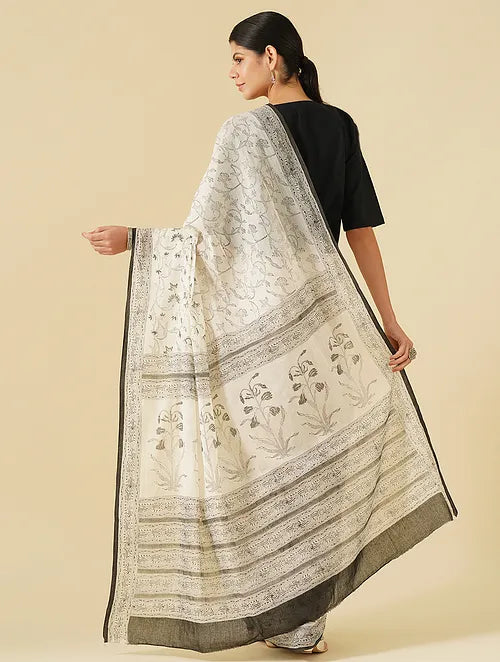 Black and White Cotton Saree