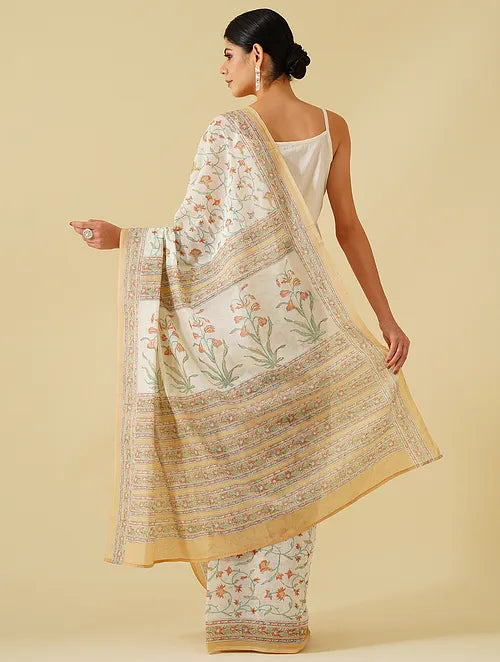 Off White Jaal Cotton Saree