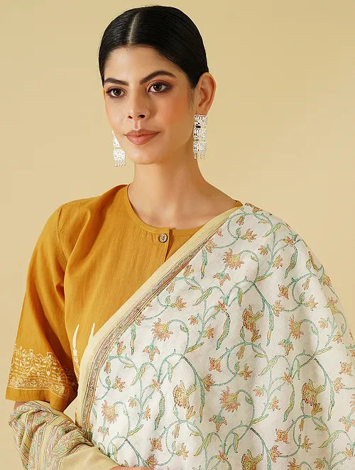 Jaal Off White Mustard Saree