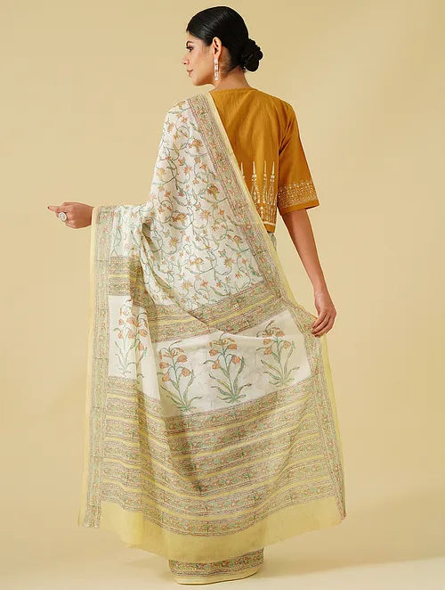 Jaal Off White Mustard Saree