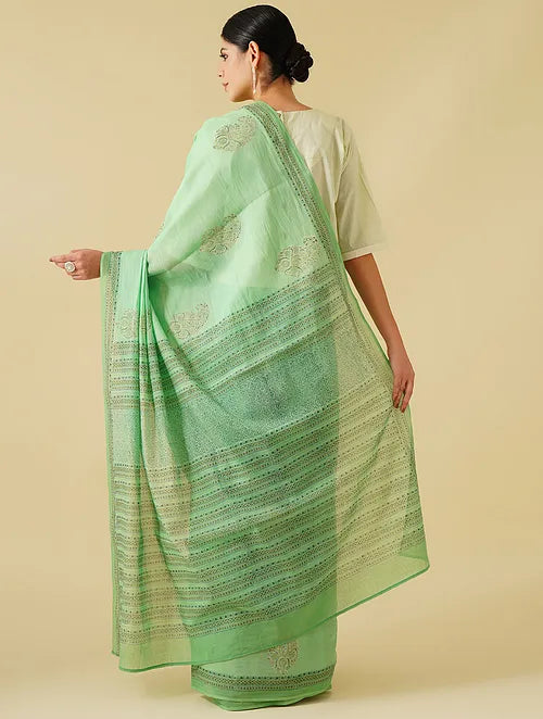 Pista Green Cotton Saree