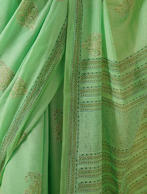 Pista Green Cotton Saree