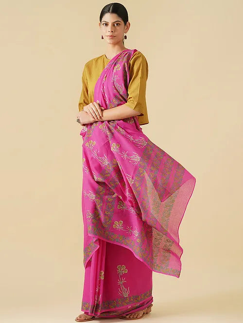 Ilahi Fuschia Cotton Saree