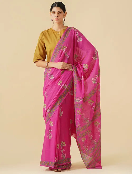 Ilahi Fuschia Cotton Saree