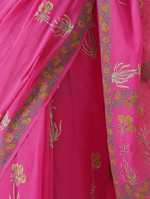 Ilahi Fuschia Cotton Saree