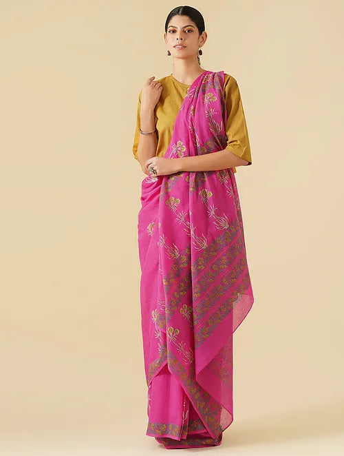 Ilahi Fuschia Cotton Saree