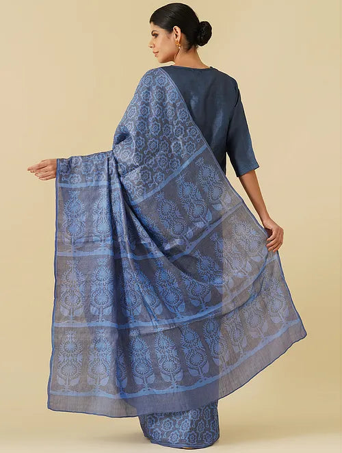 Noor Steel- Blue Tussar Saree