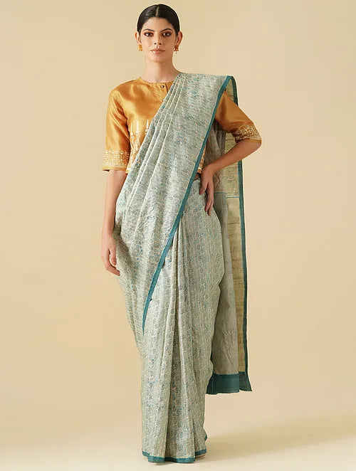 Noor Paiselys Blue Tussar Saree