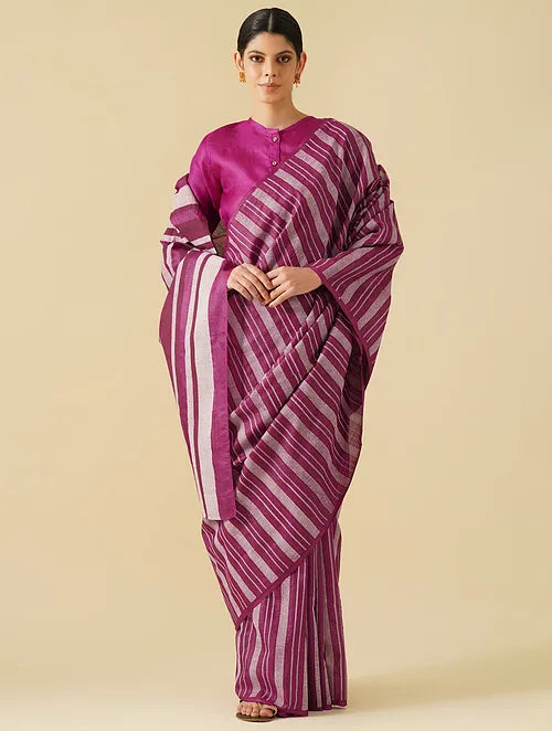 Noori Magenta handblock Printed Sareee