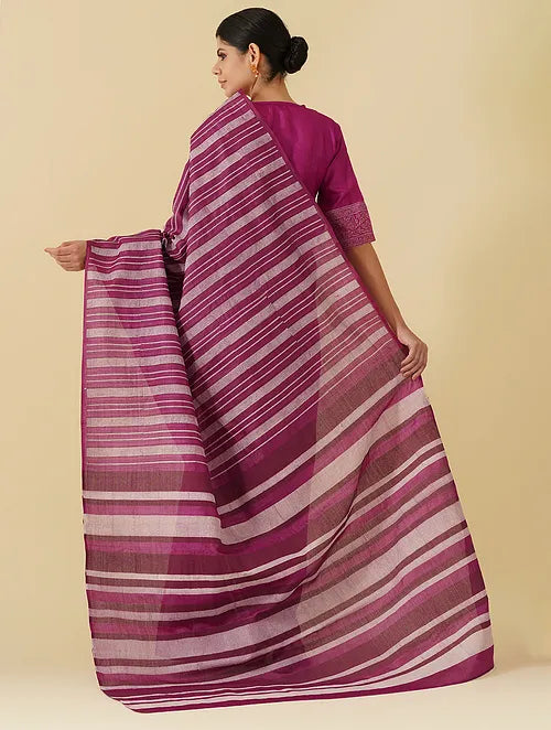 Noori Magenta handblock Printed Sareee