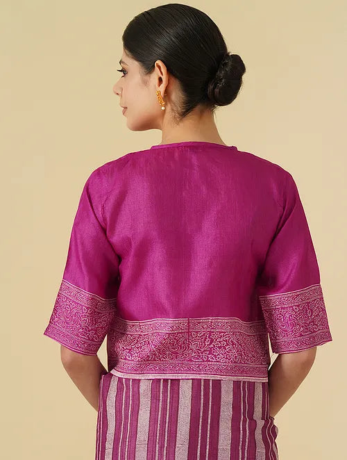 Noori Magenta handblock Printed Sareee