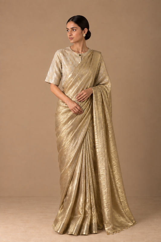 Golden Zari Sari