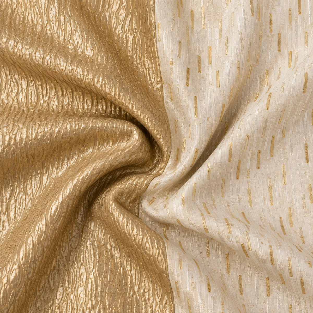 Gold Ivory Zari Medley V Neck Blouse with Lining