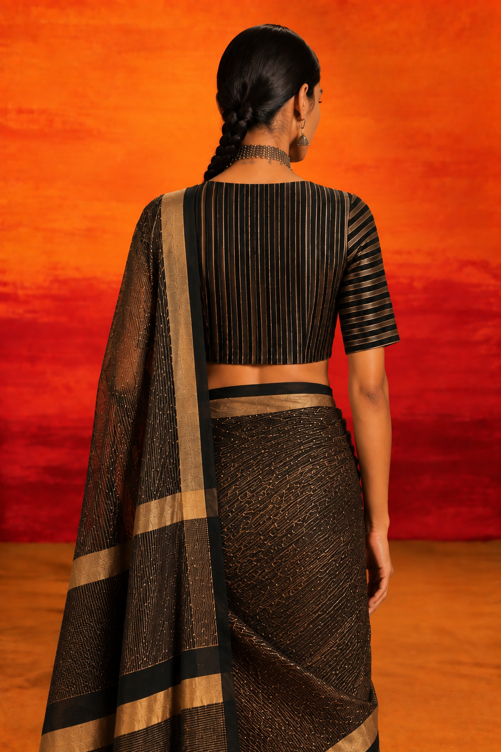 Black & Gold Handblock Printed Blouse