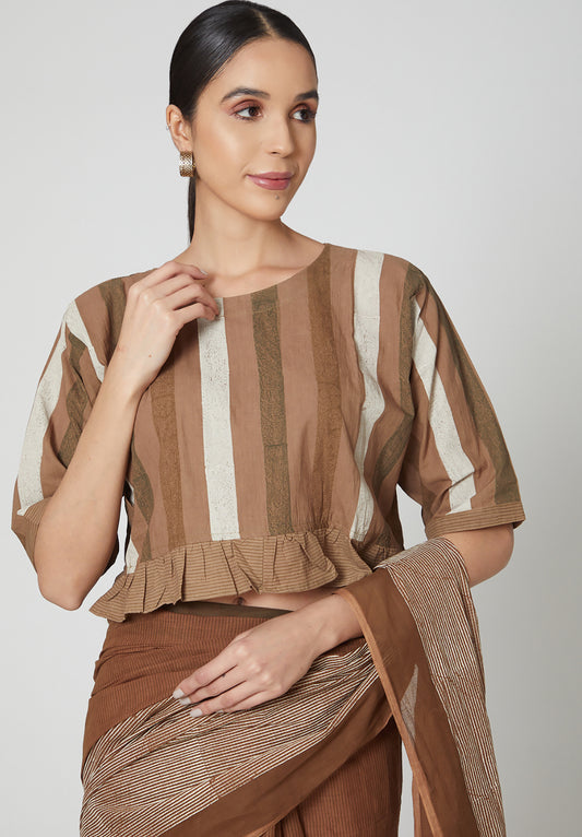 Neutral Brown Cotton Blouse