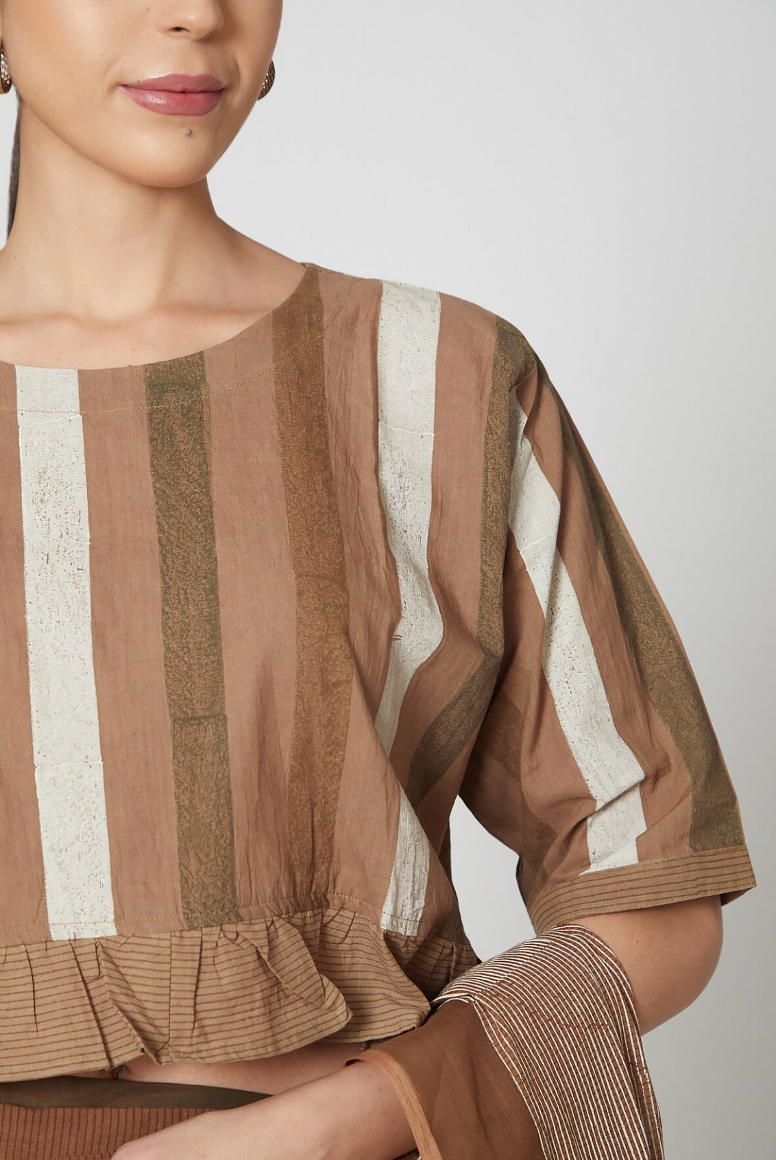 Neutral Brown Cotton Blouse
