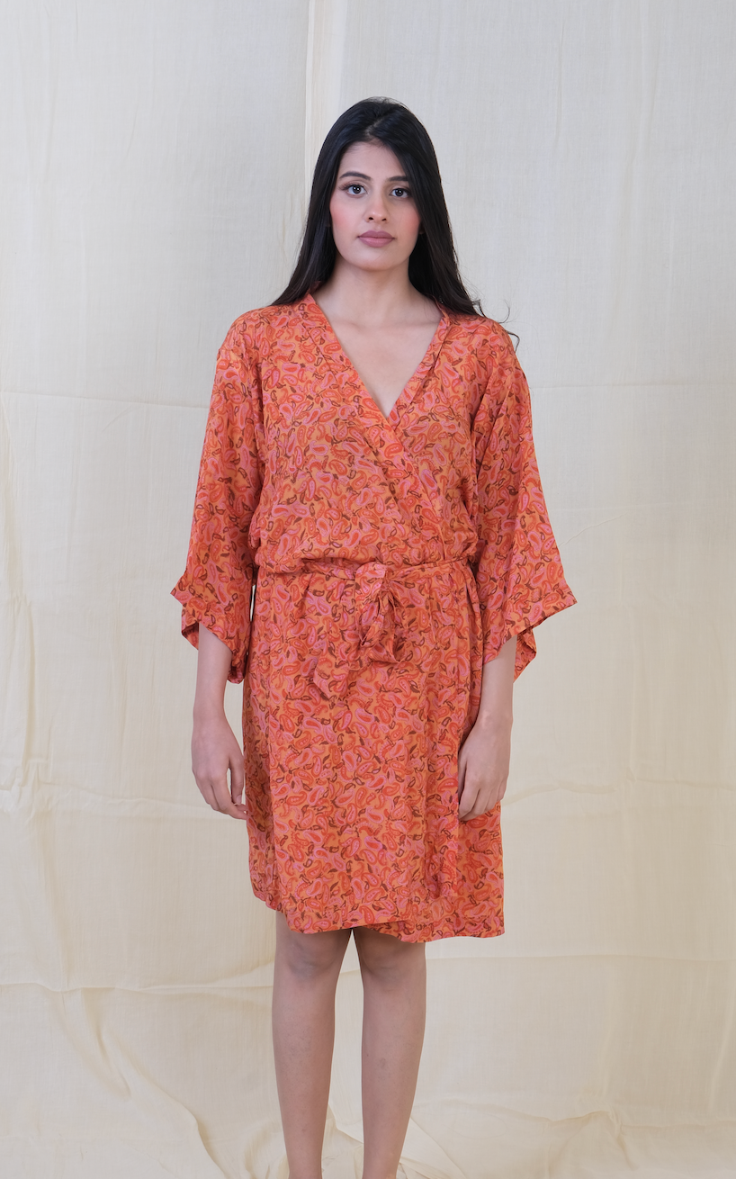 Unico Tangerine Silk Robe