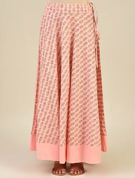 Light Pink Hand block Printed Lehenga