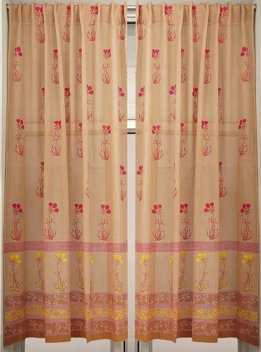 Pal Muddy Brown Cotton Curtains (Set of 2)