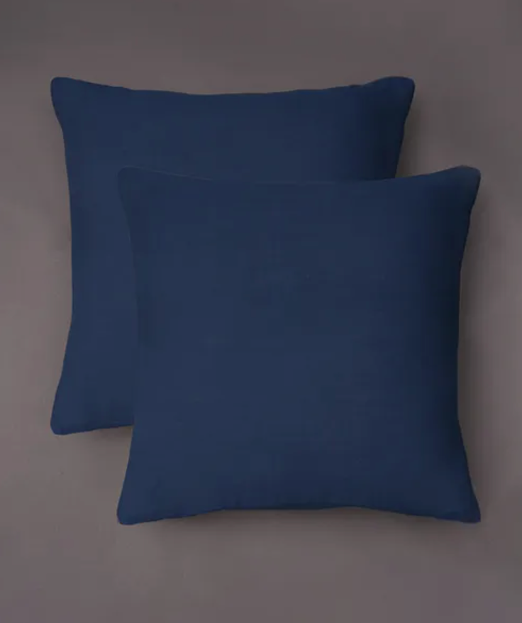 Wazir Nay Blue Solid Cushion Covers (Set of 2)