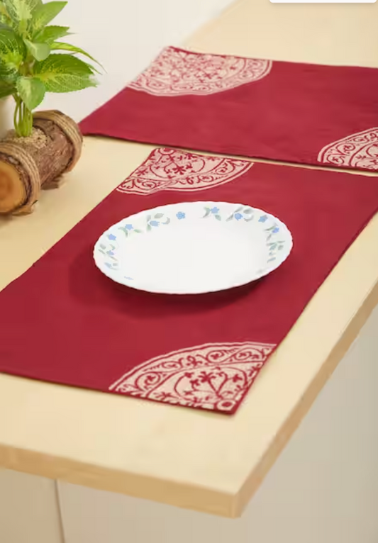 Rangoli Maroon Table Mat Sets