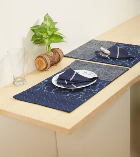 Rangoli Dragonfly Navy Table Mat Sets