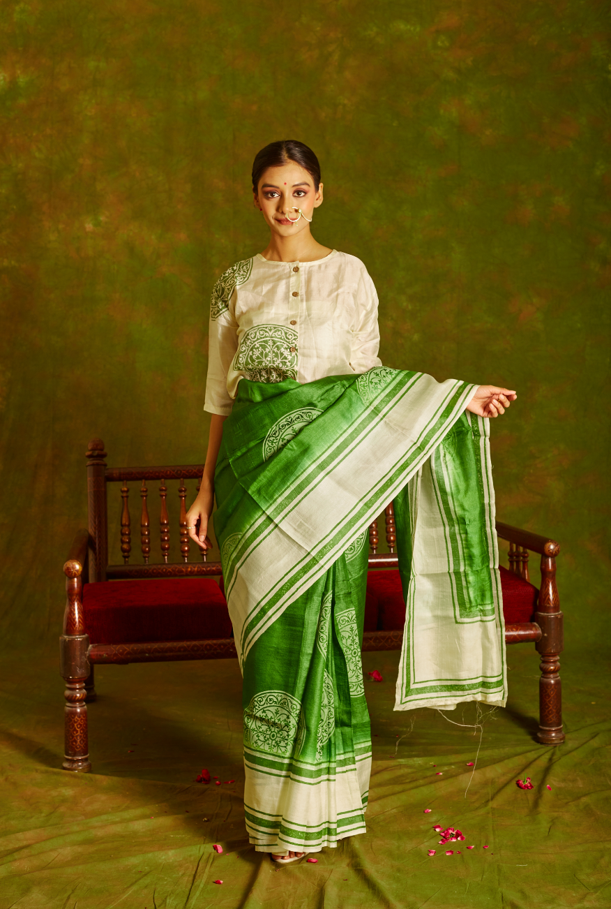 Noori Green Tussar Saree