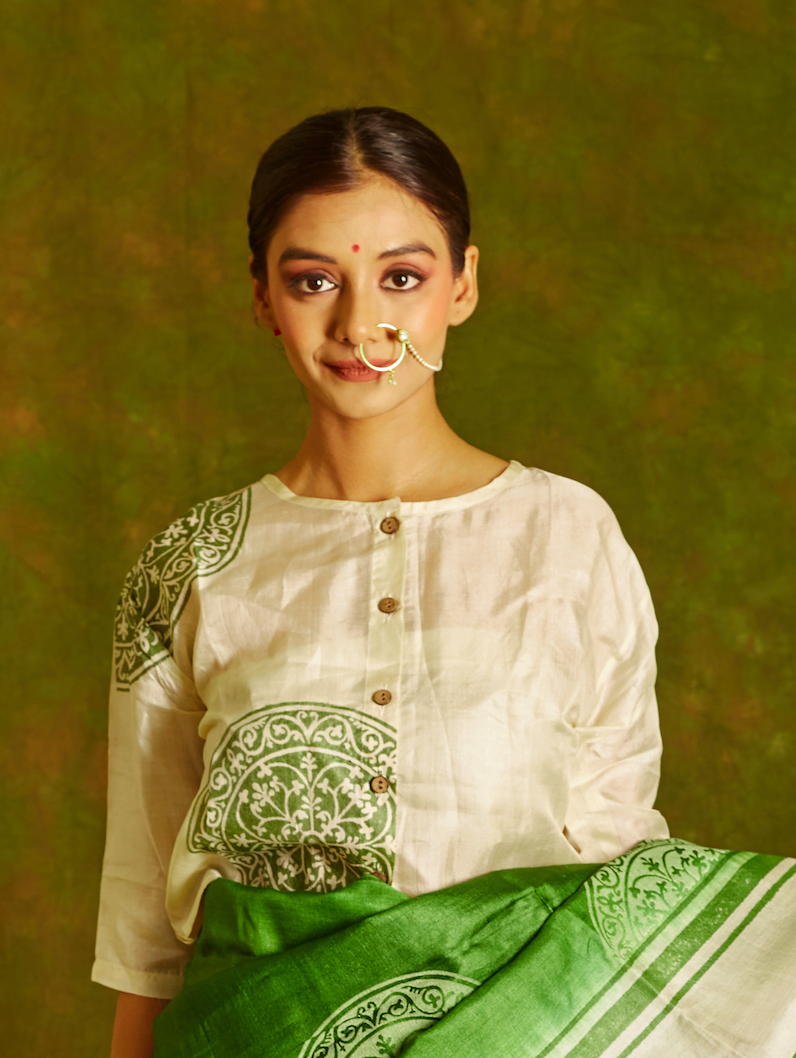 Noori Green Tussar Saree