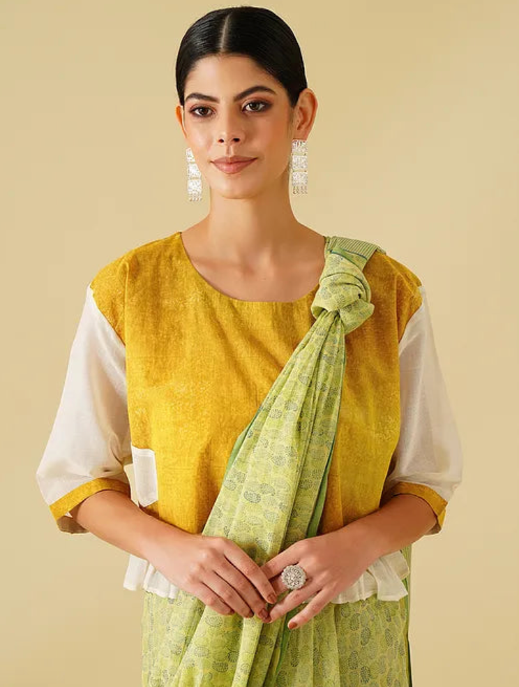 Yellow Frill Cotton Blouse