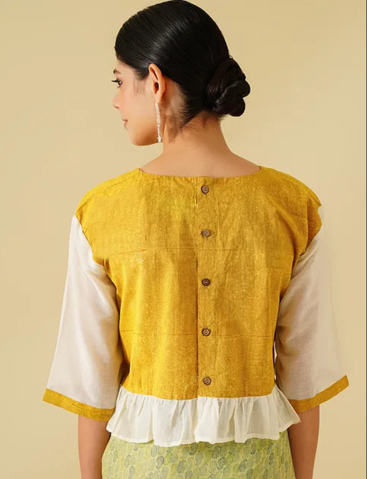 Yellow Frill Cotton Blouse