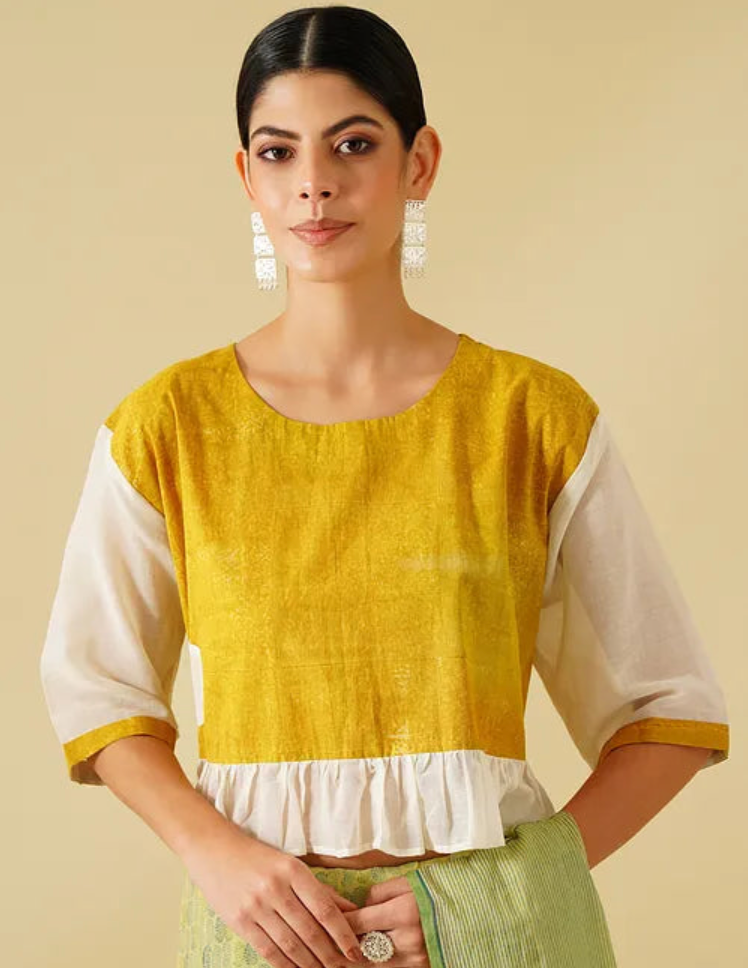 Yellow Frill Cotton Blouse