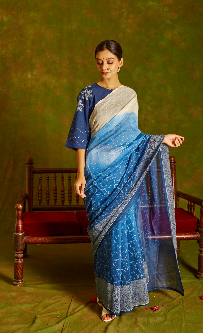 Noori Chanderi Ombre Saree