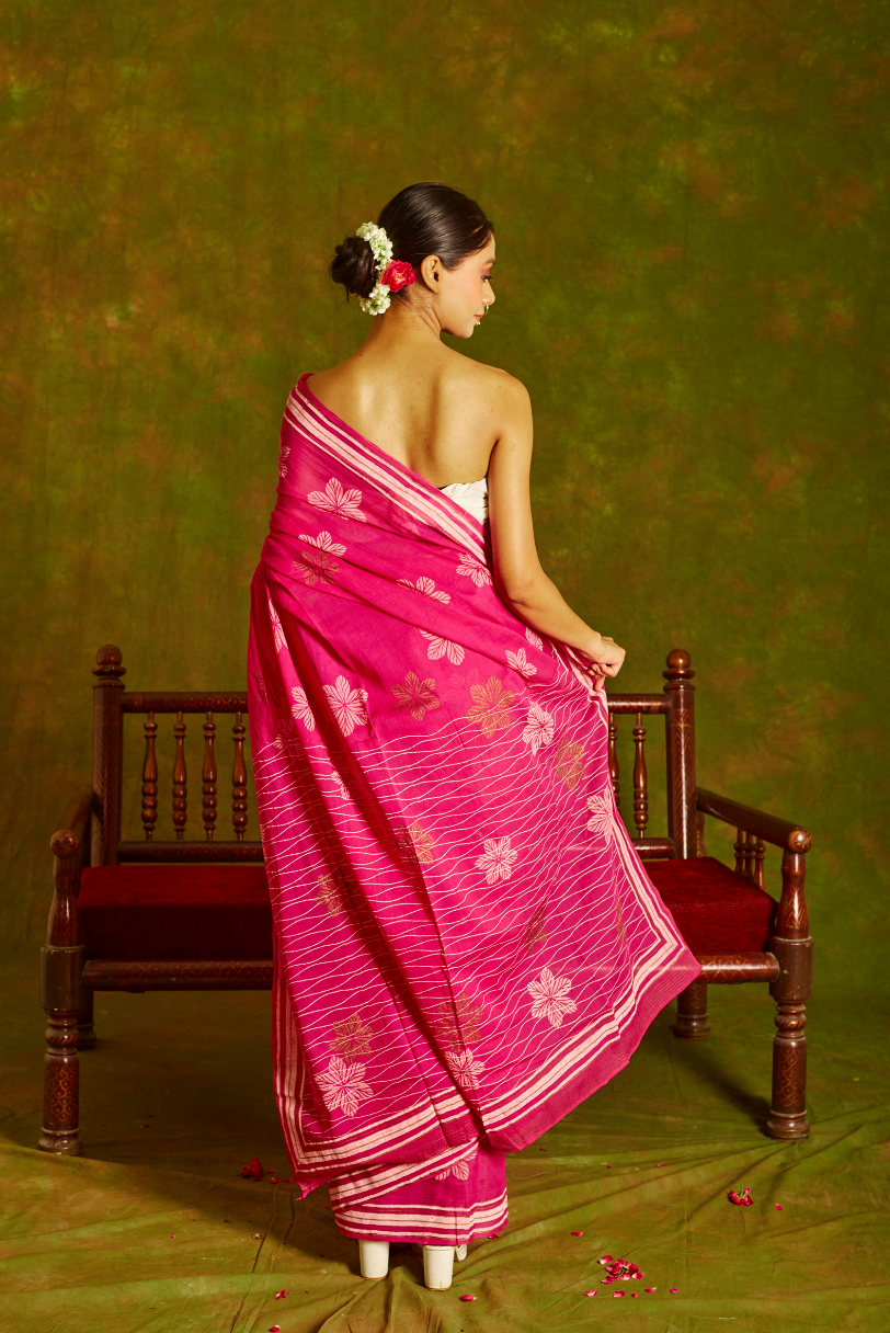 Jashn Noorai Gulaabi Cotton Saree