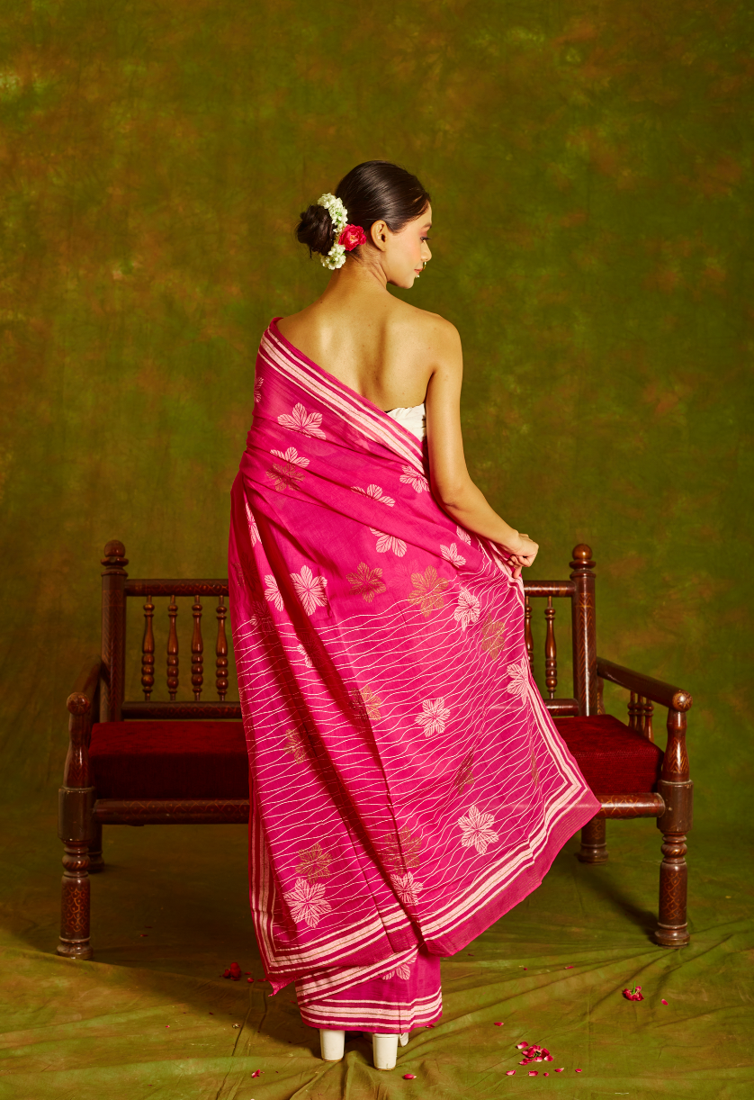 Jashn Noorai Gulaabi Cotton Saree