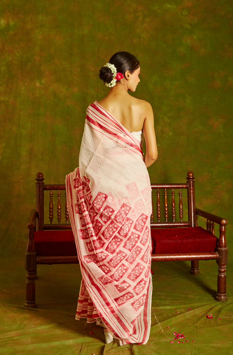 Gulal Chanderi Floral Saree