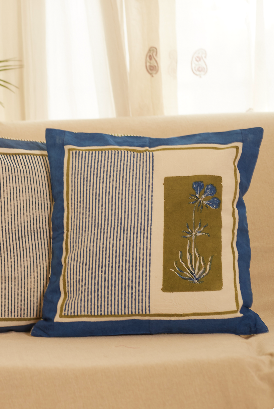 Rangoli Petal Buta Blue Cushion Covers (Set of 2)