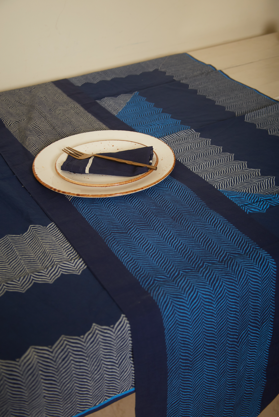 Rangoli Navy Chevron Table Runner