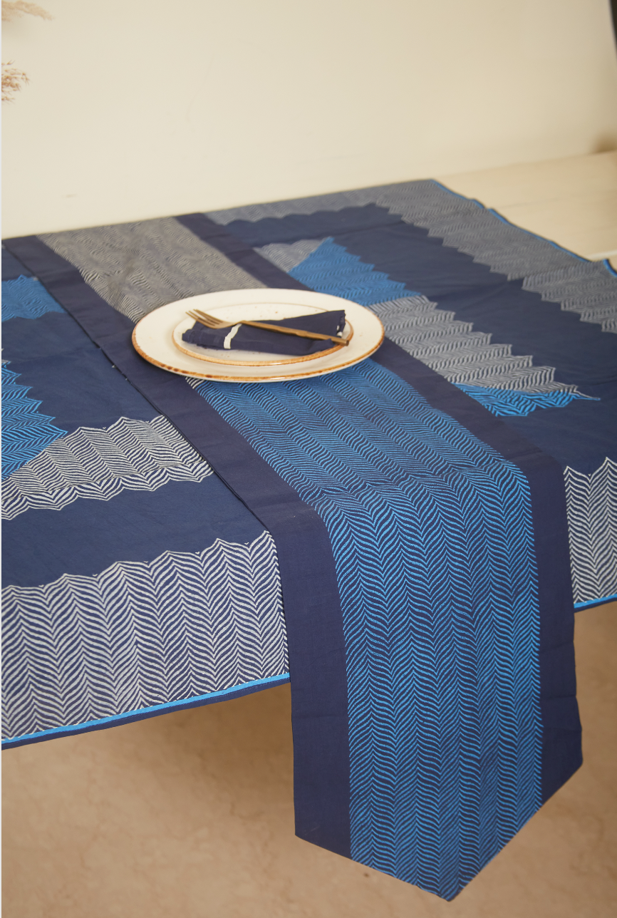 Rangoli Navy Chevron Table Runner