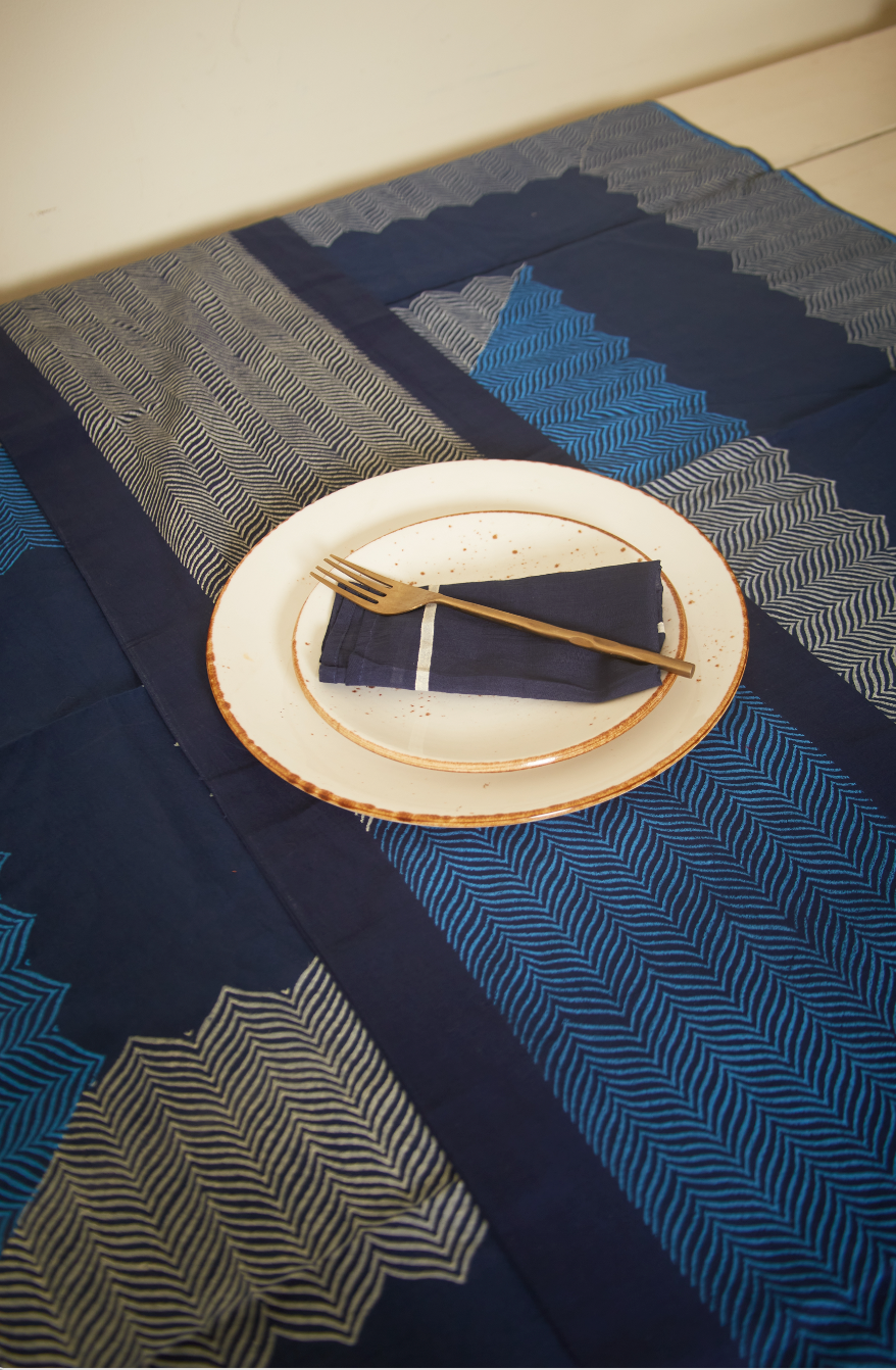 Rangoli Navy Chevron Table Runner