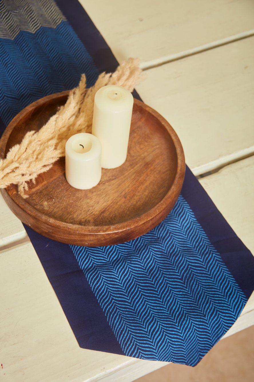 Rangoli Navy Chevron Table Runner