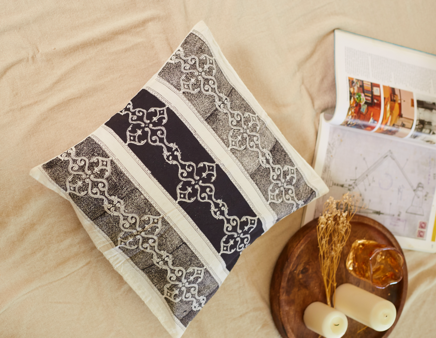 Rangoli Black Border Cushion Covers (Set of 2)