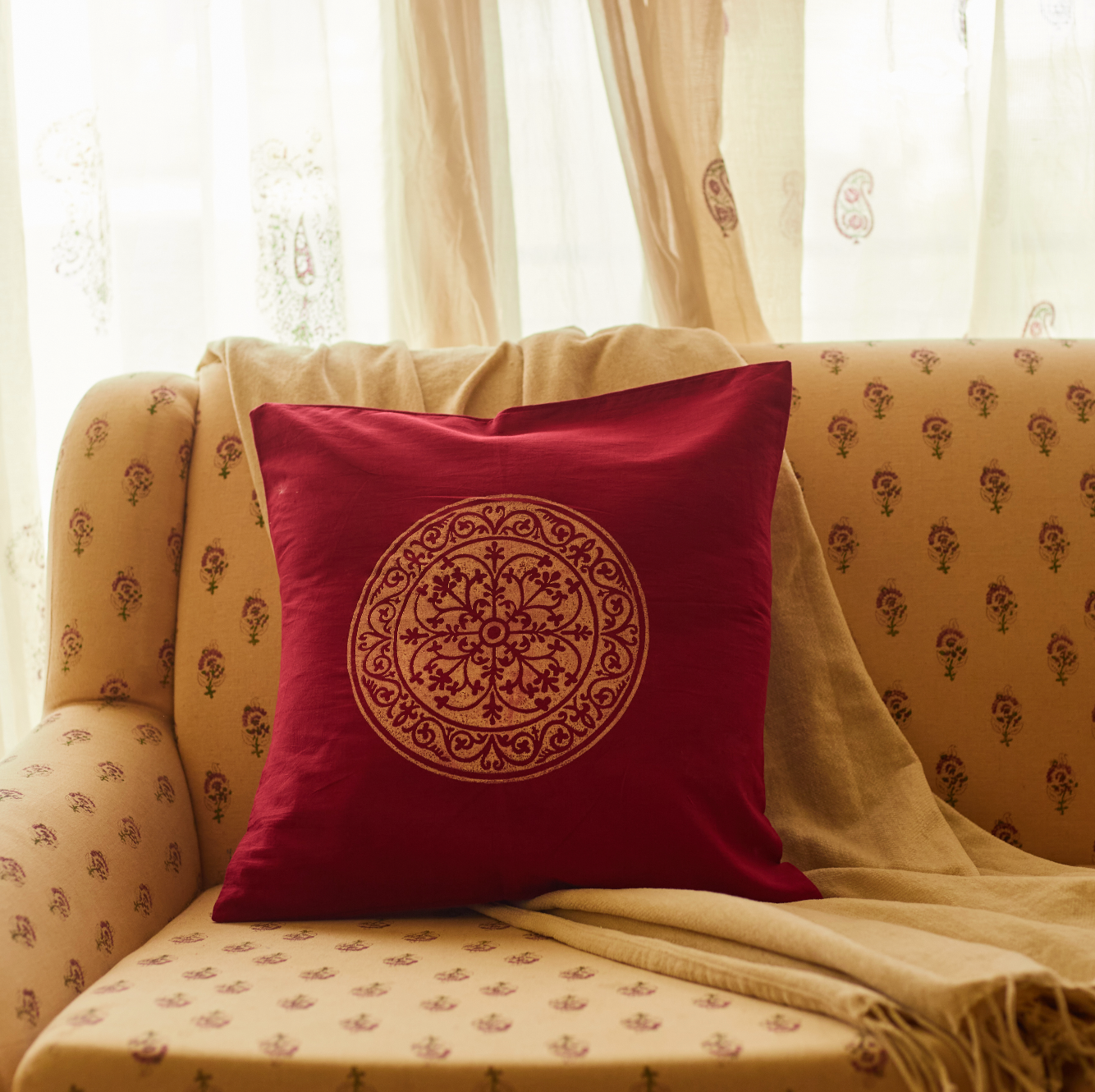 Rangoli  Red Cushion Covers (Set of 2)