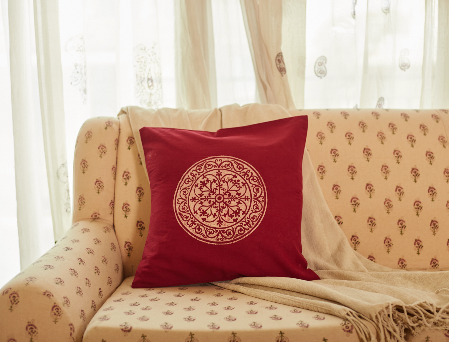 Rangoli  Red Cushion Covers (Set of 2)