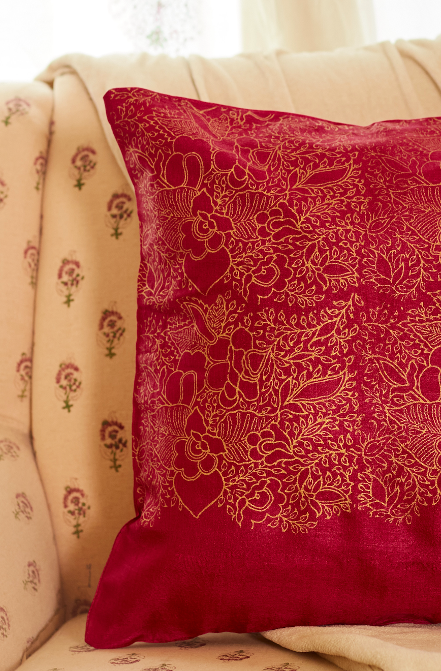 Rangoli Pink Gold Jaal Cushion Covers (Set of 2)