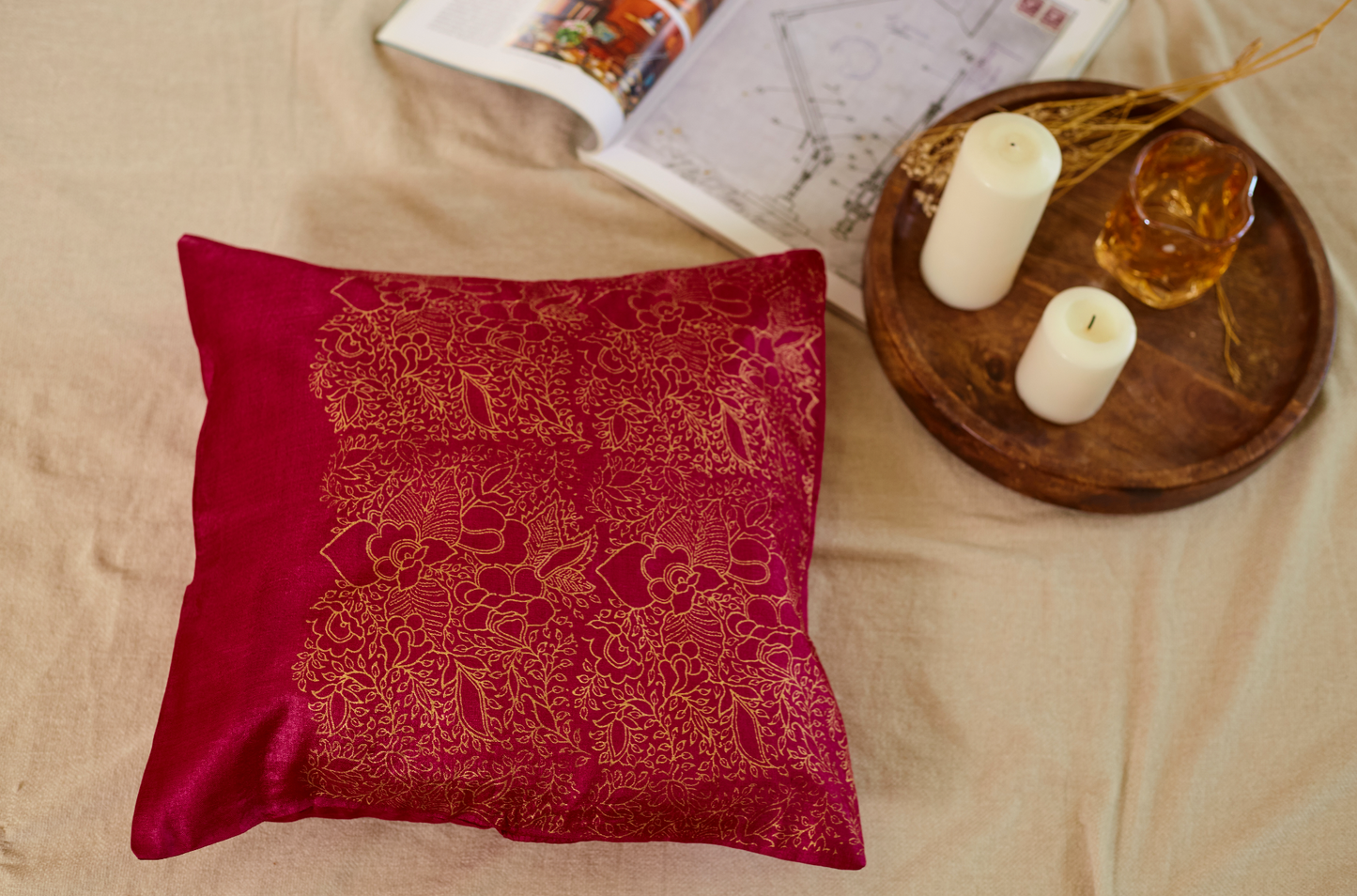 Rangoli Pink Gold Jaal Cushion Covers (Set of 2)